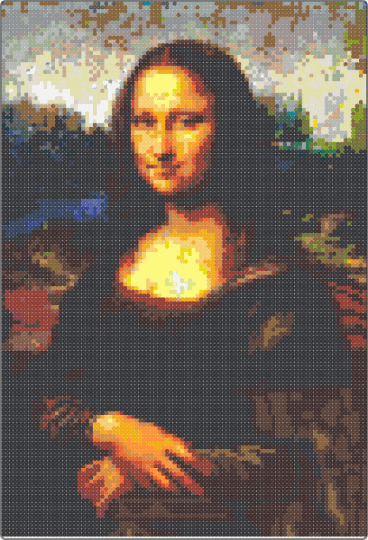 Full Size Mona Lisa *Incomplete* - art, beige, black, colorful, cotdartgalleries, gray, history, italian, leonardo da vinci, louvre, painting, red, smile, yellow