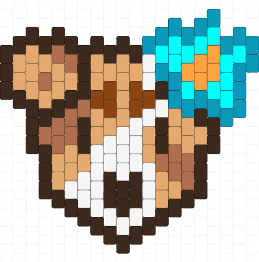 puppy with a flower! - brown, light blue, orange