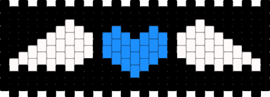 heart with wings panel - black, light blue, white