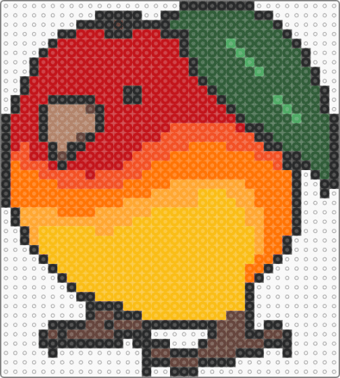 mangolini parrocini brainrot perler - gray, orange, red, yellow