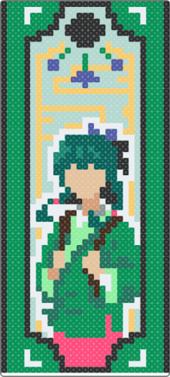 maomao perler - green, light blue, teal