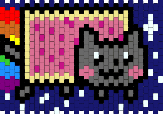 nyan cat bag panel front - pink,yellow,gray,purple