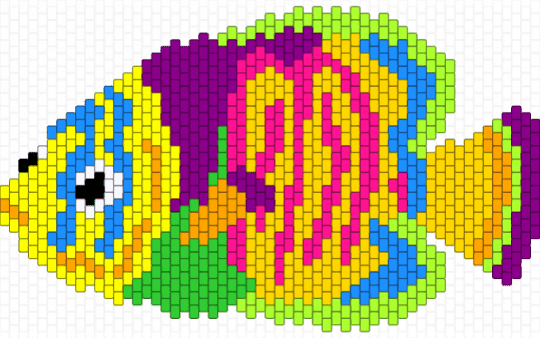 tropical fish - pink,green,yellow