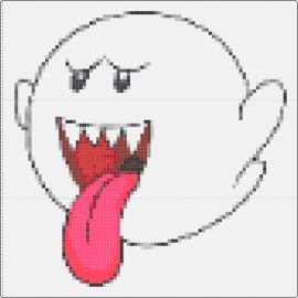 Boo2 - boo,ghost,mario,nintendo,iconic,cheeky,playful,tongue,white,red,black