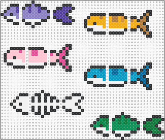 fish keychain base - black,pink,orange,colorful