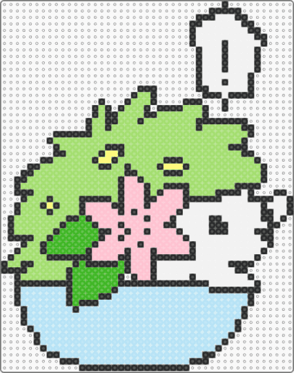 Shaymin Pokemon Houseplant - green,light blue,pokemon,plant,houseplant,cute