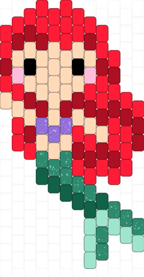 Mermaid - beige,red,teal,mermaid
