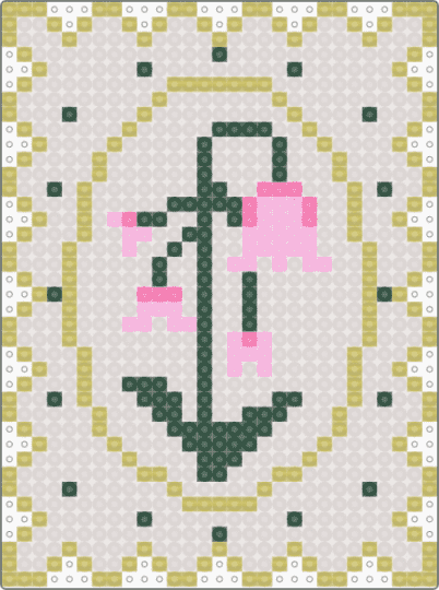 Flower stamp {Perler} - beige,perler,gold,clear,pink,green,flower,stamp,cute