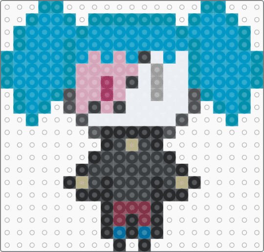 Sal fisher Chibi - teal,light blue,perler beads,perler,game,sally face,chibi,character,blue,black