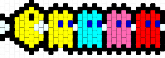 pacman 2 - light blue, pink, red, yellow