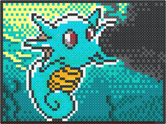 Horsea - teal,gray,light blue