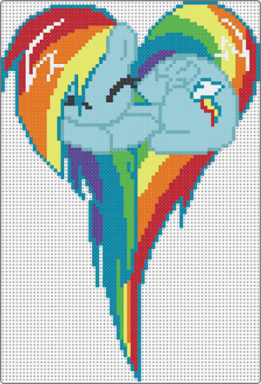 Rainbow Dash Heart - heart, light blue, mlp, my little pony, pegasus, rainbow, rainbow dash, red, teal, tv show