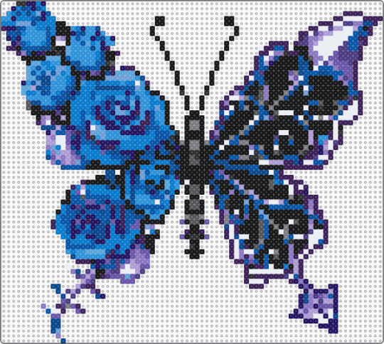 Blue & Purple Floral & Metal Butterfly - animal, black, blue, butterfly, flowers, grey, insect, purple