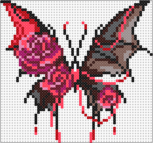 Butterfly Bat & Pink Roses - animal, bat, black, brown, butterfly, grey, pink, red, rose