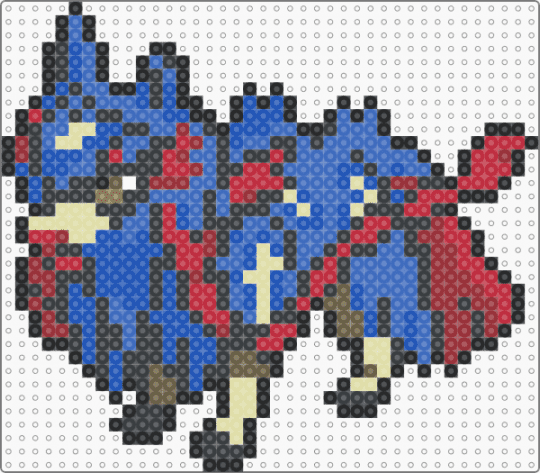 Zacian (pokemon #0888) - black,red,blue,fuse bead,perler bead,pokemon,video games,zacian
