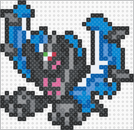 Necrozma Dawn Wings Form (pokemon #800) - black,gray,blue,fuse bead,perler bead,pokemon,video games,necrozma