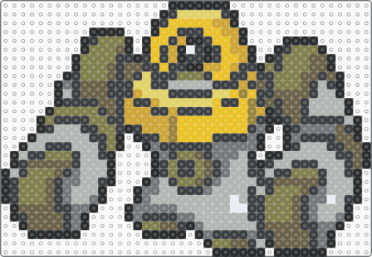 Melmetal (pokemon #0809) - black,beige,gold,yellow,colorful,fuse bead,perler bead,pokemon,video games,melmetal,grey