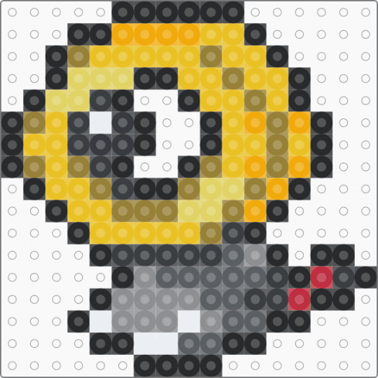 Meltan (pokemon #0808) - black,gray,yellow,gold,fuse bead,perler bead,pokemon,video games,meltan,grey