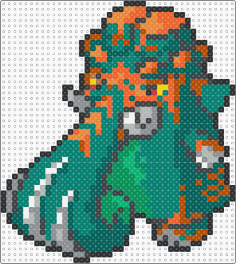Gigantamax Copperajah (pokemon #0879) - copperajah, gigantamax, gray, green, orange, pokemon, teal, video games