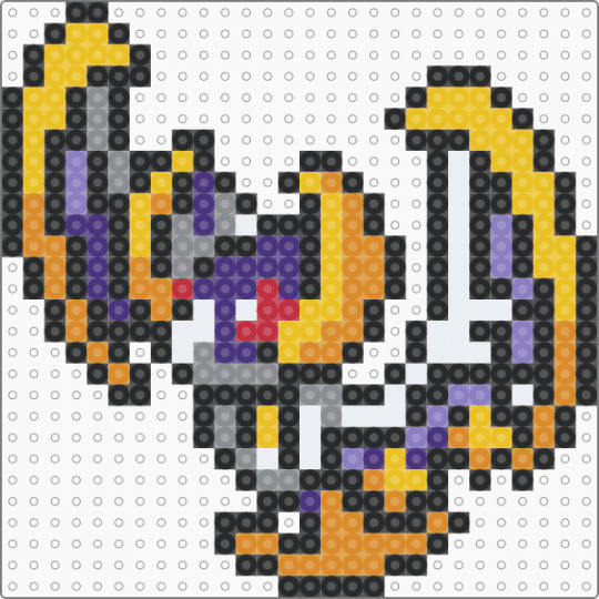 Lunala (pokemon #0792) - black,yellow,orange,fuse bead,perler bead,pokemon,video games,lunala,purple,white