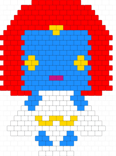 Mystique Chibi Charm - chibi, flat charm, light blue, marvel, mystique, red, xmen
