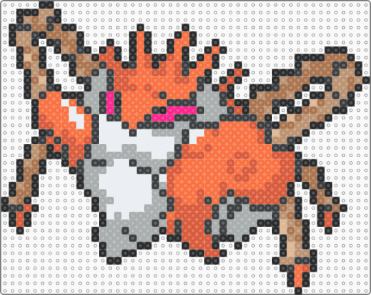 Gigantamax Kingler (pokemon #0099) - crab, gigantamax, gray, kingler, orange, pokemon, red, video games
