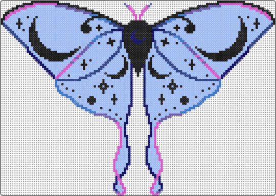 Night/Lunar Moth - black, blue, colorful, moth, pink, purple, translucent