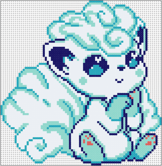 Sitting Alolan Vulpix - alolan vulpix, blue, fox, light blue, pokemon, video games, vulpix, white
