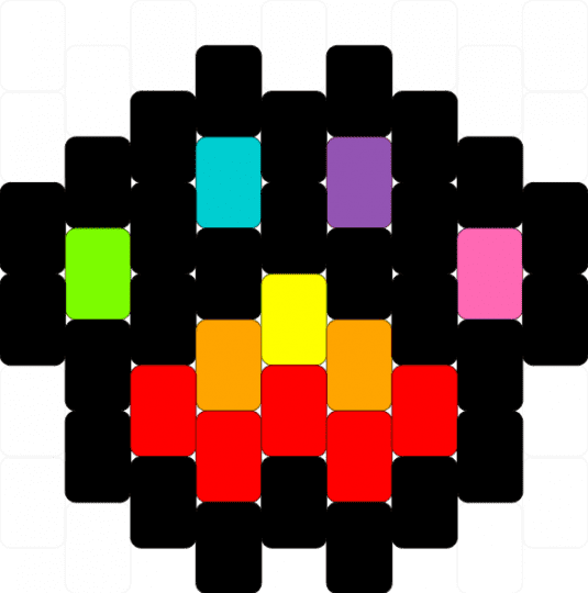 a random rainbow paw - black,red,orange,pink