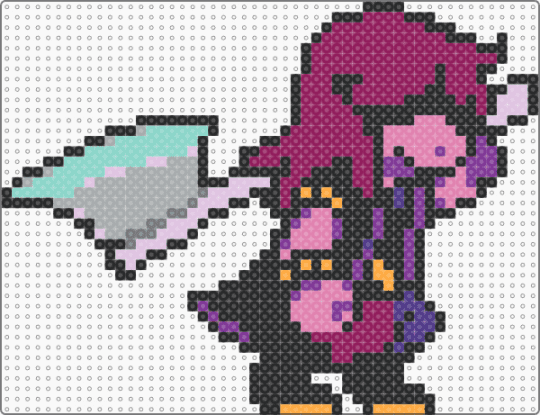 Deltarune- Susie Battle - black,pink,deltarune,susie
