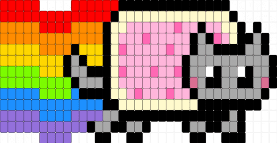 Nyan cat straight stitch - beige,pink,yellow