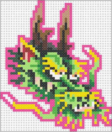 Traditional Style Dragon - yellow,gray,green,pink,dragon,trad style