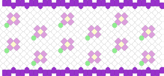 seed bead purple flower pattern x base - white,pink,purple,seed bead,flowers