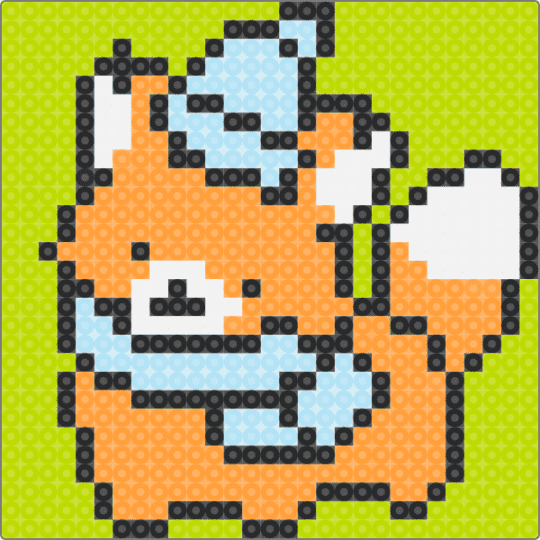 Winter Fox - green, orange