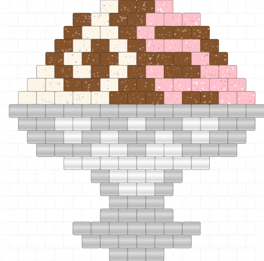 Neapolitan ice cream in a parfait glass thingy… - white,tan,pink