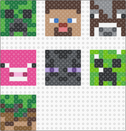 Minecraft misc. (Small) - green,gray,brown,pink,colorful
