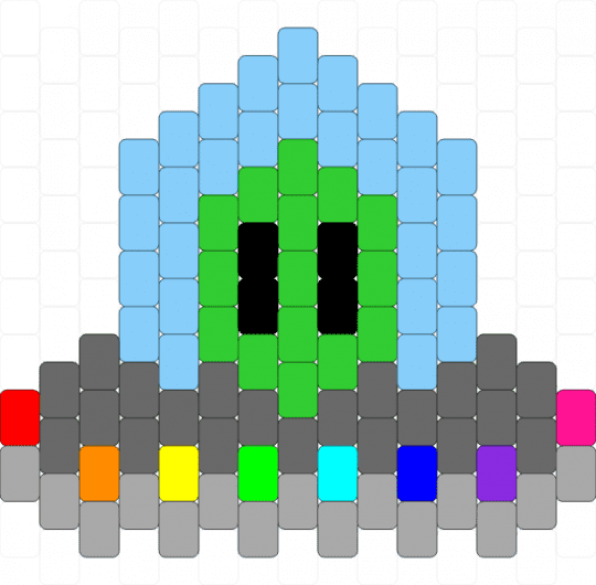 Alien in UFO charm - light blue,green,gray,beige