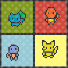 starter pokemon - pokemon,bulbasaur,pikachu,squirtle,charmander,blue,orange,yellow,grey,creatures