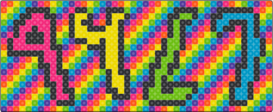 PLUR in Phoenician Alphabet - pink,yellow,green,light blue,cotdancientscripts,rainbow,plur,scene,scenecore,scene kid,emo,ancient