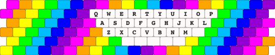 Rainbow Keyboard Cuff 1!!1!1!!!! xD - green,purple,rainbow,colorful,neon,scene,peyote stitch,scenecore,scene kid,emo
