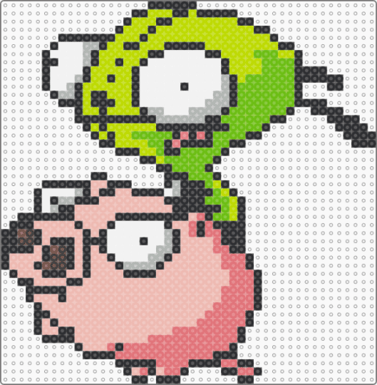 GIR riding a piggy !! xD - beige, emo, gir, green, invader zim, jhonen vasquez, scene, scene kid, scenecore