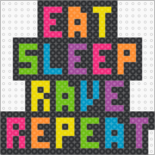 Eat Sleep Rave Repeat (Neon Recolor) - black,pink,rainbow,rave,scene,scenecore,emo,scene kid,kandi kid