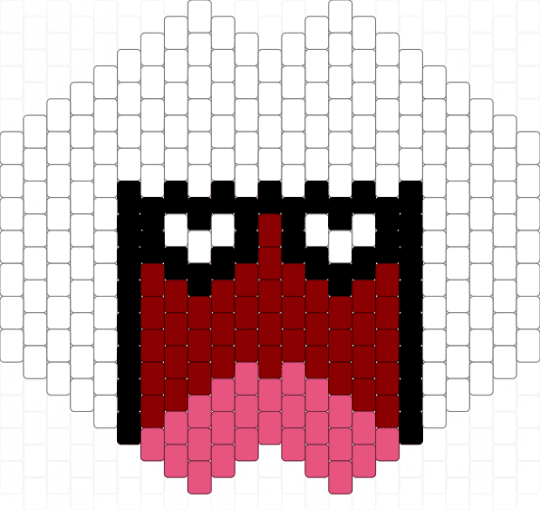 Silly Scene Face Mask !!!!111!!!! (Open Mouth) - emo, mask, masks, peyote stitch, pink, red, scene, scene kid, scenecore, silly, white