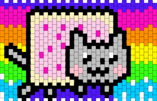 Big Ol” Nyan Cat cuff !! - beige, colorful, cotdcats, emo, meme, memes, pink, purple, scene, scene kid, scenecore, yellow