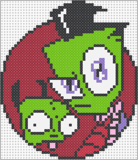 GIR and Zim !! xD - cartoons, character, emo, green, invader zim, jhonen vasquez, red, scene, scene kid, scenecore