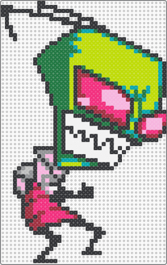 Angy Evil Zim !!1!1!1! >:3 - 2000s, cartoons, cotdoldschoolcartoons, emo, green, invader zim, pink, scene, scene kid, scenecore