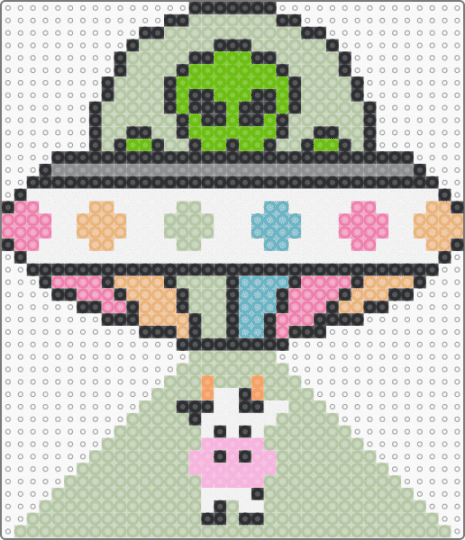 Alien abducting a cow !!!111!!! - beige,cotdalienlandscapes,alien invasion,ufo,space,spaceship,glow in the dark,glow,aliens