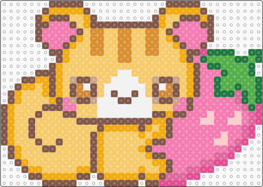 Squirrel and Strawberry !! - tan,orange,pink,yellow,cotdforestcreatures,strawberry,kawaii,cute,cutecore,squirrel,animals
