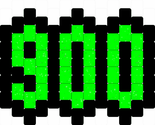 Glitter Green 900 charm !!!11!!! - black, glitter, green, numbers, peyote stitch