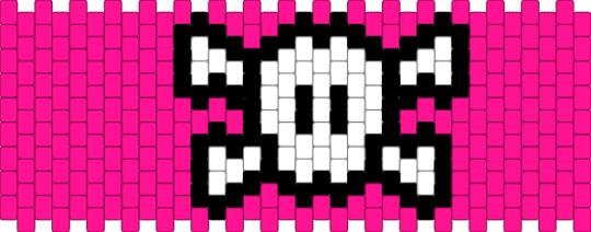 Pink Skull w/ Crossbones cuff - emo, multistitch, pink, scene, scene kid, scenecore, skull, white